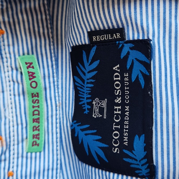 Scotch & Soda blue pinstripe button down shirt, size small - Picture 2 of 9